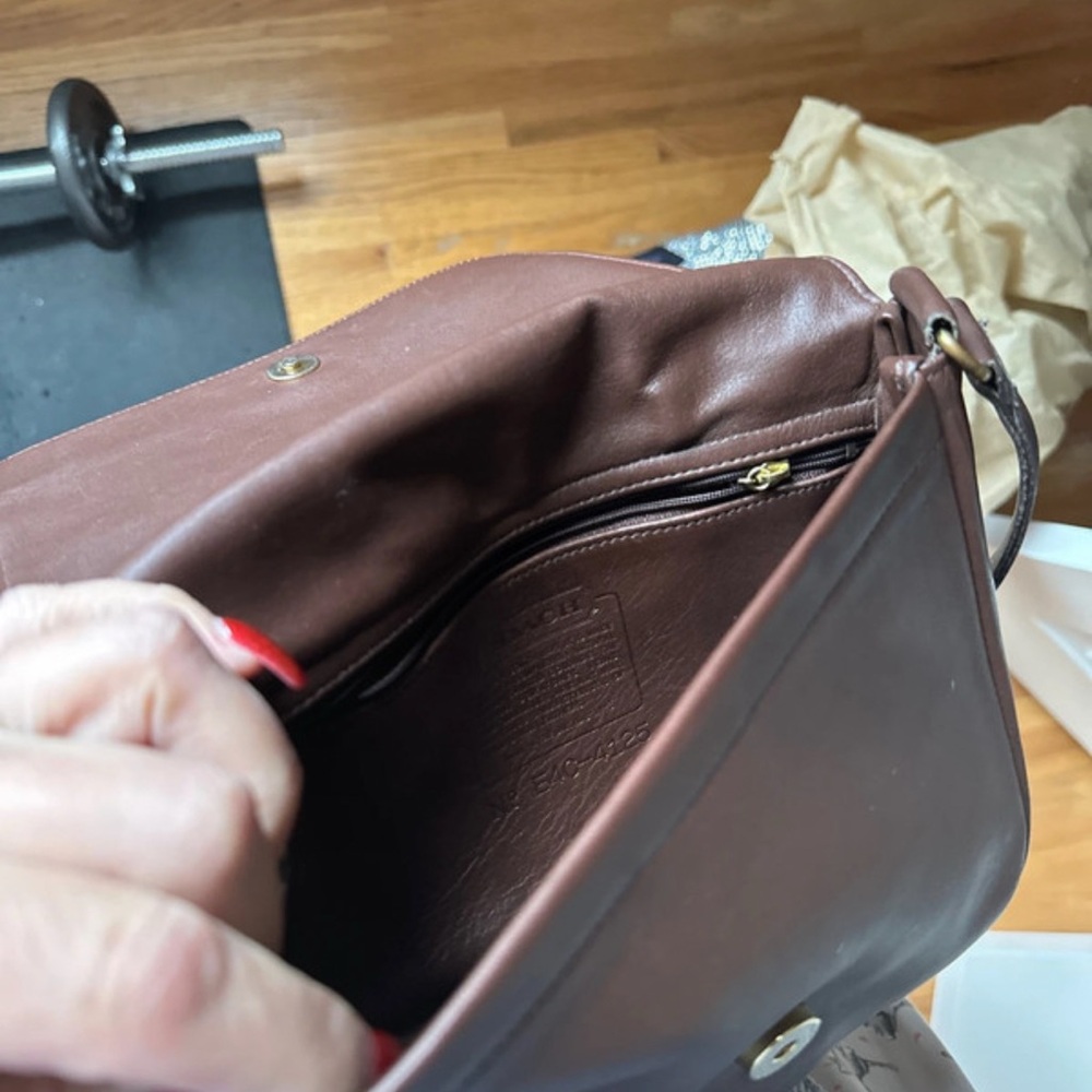 Coach Dark Brown Leather Messenger Bag - Picture 6 of 7